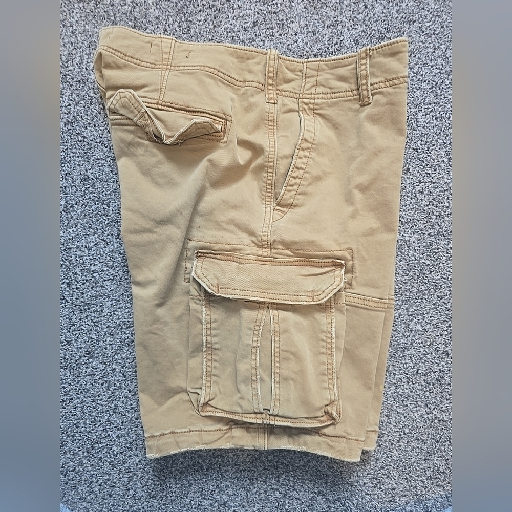 Hollister Men's Khaki Cargo Shorts Tan Utility Pockets Button Fly Y2K Size 30 - Picture 10 of 10